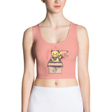 DC Unique Lucky Cat Yellow Crop Tank Pink