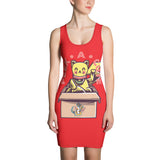DC Unique Lucky Cat Yellow Sublimation Cut & Sew Dress Bright Red