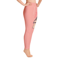 DC Unique Lucky Cat Yellow Yoga Pants Pink