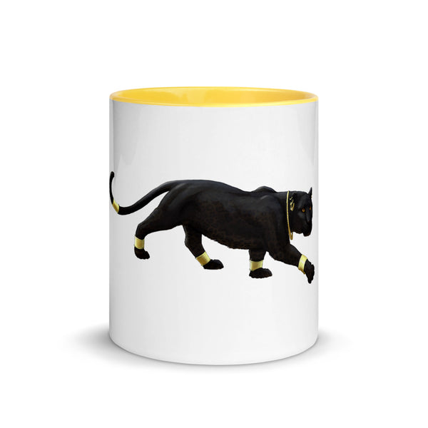 Black Reign Black Panther in Gold Mug with Color Inside